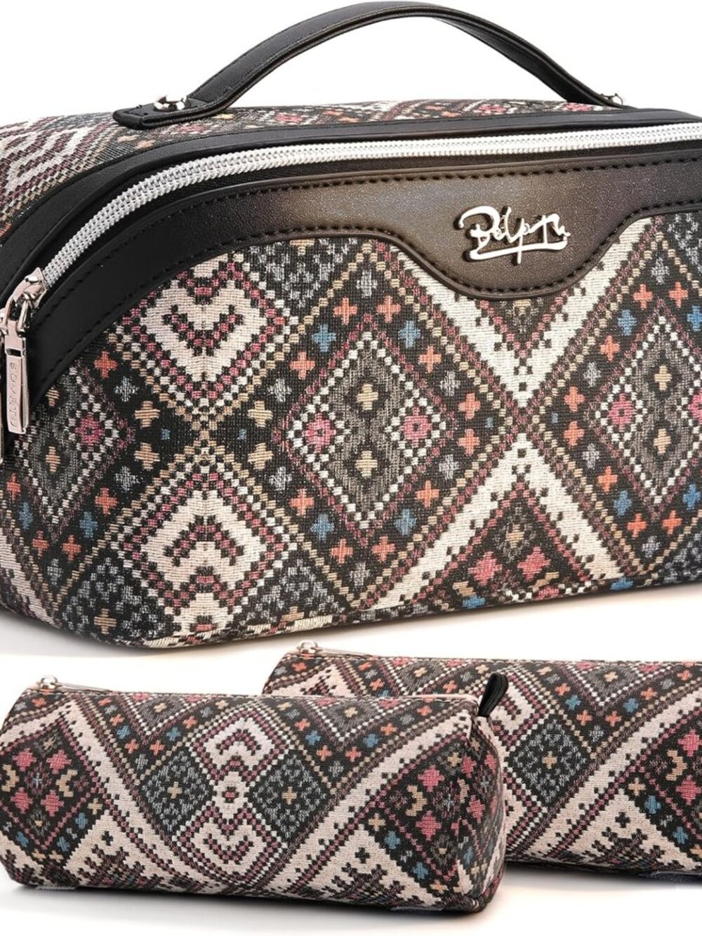 Travel Makeup Bag Organizer: Boho Large Capacity Cosmetic Bag Sets | 3Pcs Waterp